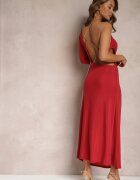 rosa Rochie Roșie Asimetrică Maxi pe un Umăr cu Lanț Decorativ Ombrelle