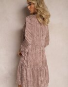 rosa Rochie Roșu-bej trapez cu ciucuri și evazată la bază Bleva