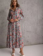 rosa Rochie Roz-Albastră cu Despicătură și Imprimeu Floral Phaelerine