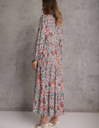 rosa Rochie Roz-Albastră cu Despicătură și Imprimeu Floral Phaelerine