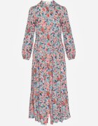 rosa Rochie Roz-Albastră cu Despicătură și Imprimeu Floral Phaelerine