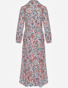 rosa Rochie Roz-Albastră cu Despicătură și Imprimeu Floral Phaelerine