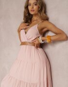 rosa Rochie Roz cu curea Asoonice