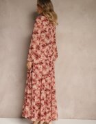 rosa Rochie roz evazată tip cămașă maxi florală Nersa