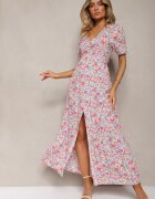 rosa Rochie Roză din viscoză Finisată cu încrețituri cu șliț pe picior și cu elastic în talie Missalene