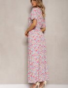 rosa Rochie Roză din viscoză Finisată cu încrețituri cu șliț pe picior și cu elastic în talie Missalene