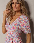 rosa Rochie Roză din viscoză Finisată cu încrețituri cu șliț pe picior și cu elastic în talie Missalene