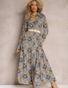 rosa Rochie Tip Cămașă Albastru-Verde cu model Paisley Zeli