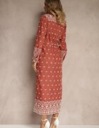 rosa Rochie Tip Cămașă Maro Deschis Decorată Cu Model Brodat Legată În Talie Tinnora
