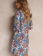 rosa Rochie tip cămașă Midi Albastră cu flori Livala
