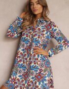 rosa Rochie tip cămașă Midi Albastră cu flori Livala