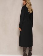 rosa Rochie tip cămașă Neagră cu croială cloș cu centură și buzunare cu clape Rinnisa