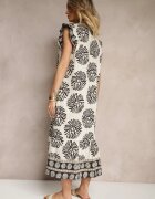 rosa Rochie tip cămașă neagră din viscoză cu model geometric Boredis