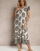rosa Rochie tip cămașă neagră din viscoză cu model geometric Boredis