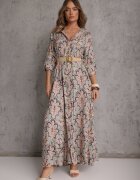 rosa Rochie tip cămașă Roz-mentă cu curea suplimentară și mâneci rulate Alonie