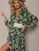 rosa Rochie tip cămașă verde închis cu flori Kolni