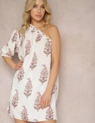 rosa Rochie tip cutie Albă cu elastic la decolteu pe un umăr Funi