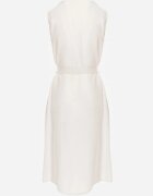 rosa Rochie Trapezoidală Bej Midi fără Mâneci cu Curea Legată Ajana