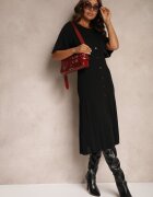 rosa Rochie Trapezoidală Neagră din Tricot Închisă cu nasturi Zetirae
