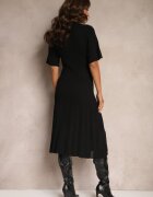 rosa Rochie Trapezoidală Neagră din Tricot Închisă cu nasturi Zetirae