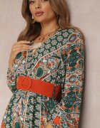 rosa Rochie Verde Cloș cu Centură Shara