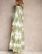 rosa Rochie Verde Cloș din Viscoză cu Nasturi Ilathinna