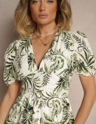 rosa Rochie Verde cu croi evazat cu decolteu în V cu imprimeu floral Evilessa