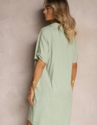 rosa Rochie Verde din Bumbac cu croială boxy cu mâneci reglabile Elonea