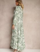 rosa Rochie Verde din Vâscoză cu Croială Cloș cu Imprimeu Abstract Grelaviel