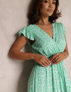 rosa Rochie Verde din Viscoză Appamene