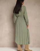 rosa Rochie Verde din Viscoză cu model Pepit cu croi petrecut cu elastic în talie Vaileissa