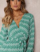 rosa Rochie Verde Evazată cu elastic în talie Kefem