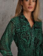 rosa Rochie Verde închis Cloche cu cordon de legat Blerore