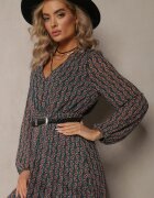 rosa Rochie Verde închis cu Decolteu triunghiular și Elastic în talie Abido