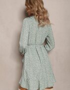 rosa Rochie Verde Petrecută Mini cu Decolteu Decorativ Kahadi