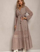 rosa Rochie Verde-Roșu Petrecută cu Volan și Curea Legată Gjerana