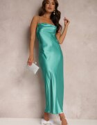 rosa Rochie Verde Satinată Chusposea