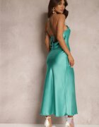 rosa Rochie Verde Satinată Chusposea