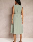 rosa Rochie Verde Trapez Midi fără mâneci cu cordon legat Ajana