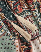 rosa Rochie Verde Viscoză Croială Petrecută cu Imprimeu Patchwork Grehan