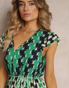 rosa Rochie Verde Viscoză Maxi cu elastic în talie și volane la umeri Baldise