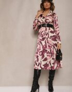 rosa Rochie Violet-bej Imprimată cu croială petrecută cu cordon și elastic în talie Zinnerva
