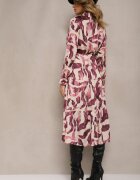 rosa Rochie Violet-bej Imprimată cu croială petrecută cu cordon și elastic în talie Zinnerva