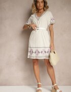 rosa Rochie Violet dreaptă din bumbac cu broderii în stil boho Felkio
