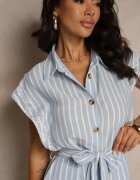 rosa Salopetă Albastră Tip cămașă din bumbac cu curea cu nod Amevilia