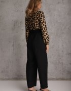 rosa Salopetă Elegantă Maro Decorată cu Imprimeu Leopard și Curea Vailisea