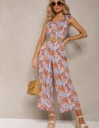 rosa Salopetă Lungă Albastru-Maro cu Bretele legate Decorată cu Model mozaic Jarnsaxa