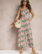 rosa Salopetă lungă verde cu bretele legate decorată cu model mozaic Jarnsaxa