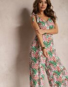 rosa Salopetă lungă verde cu bretele legate decorată cu model mozaic Jarnsaxa