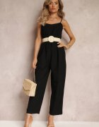 rosa Salopetă Neagră cu Bretele Reglabile cu Pantaloni Lungi din Bumbac Myrcela